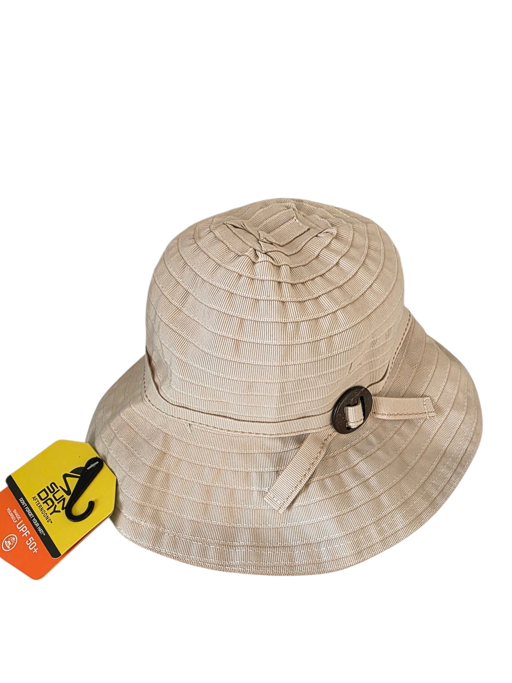 Women’s Cream Sun Bucket Hat with Decorative Buckle